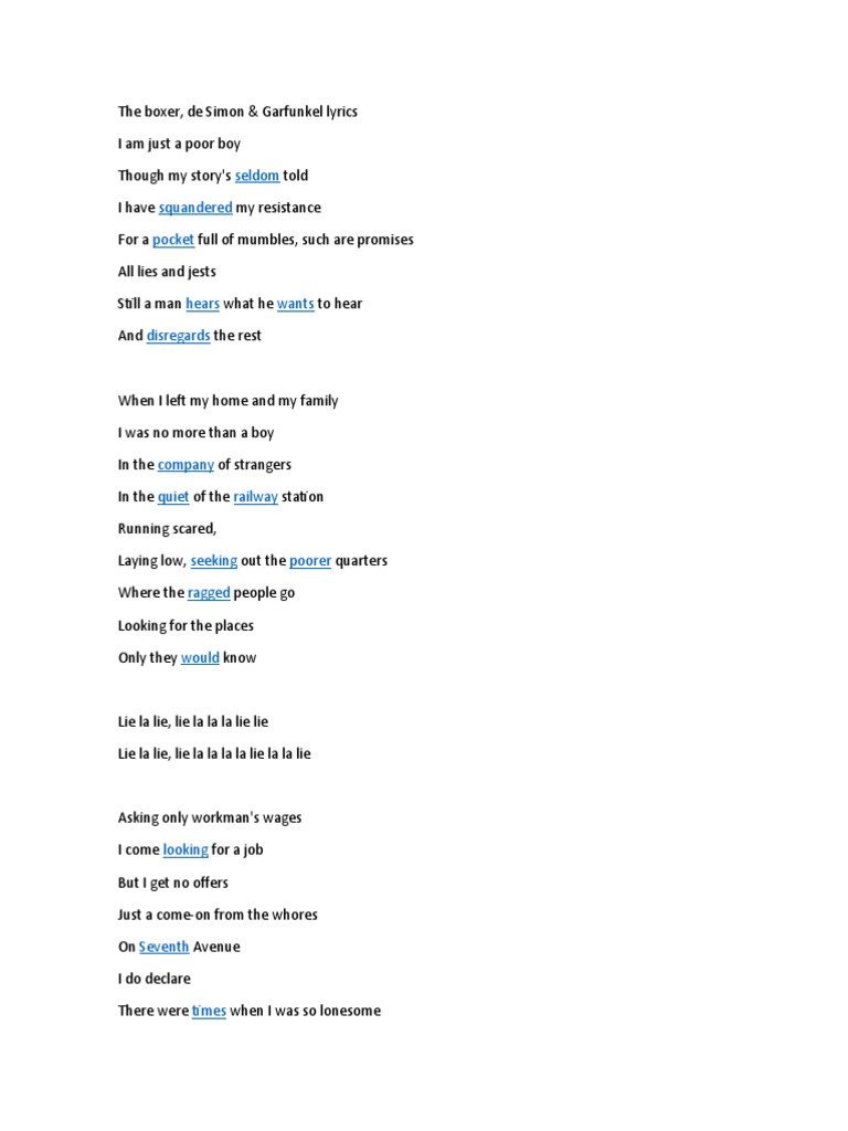 The Boxer PDF Song Recordings Produced