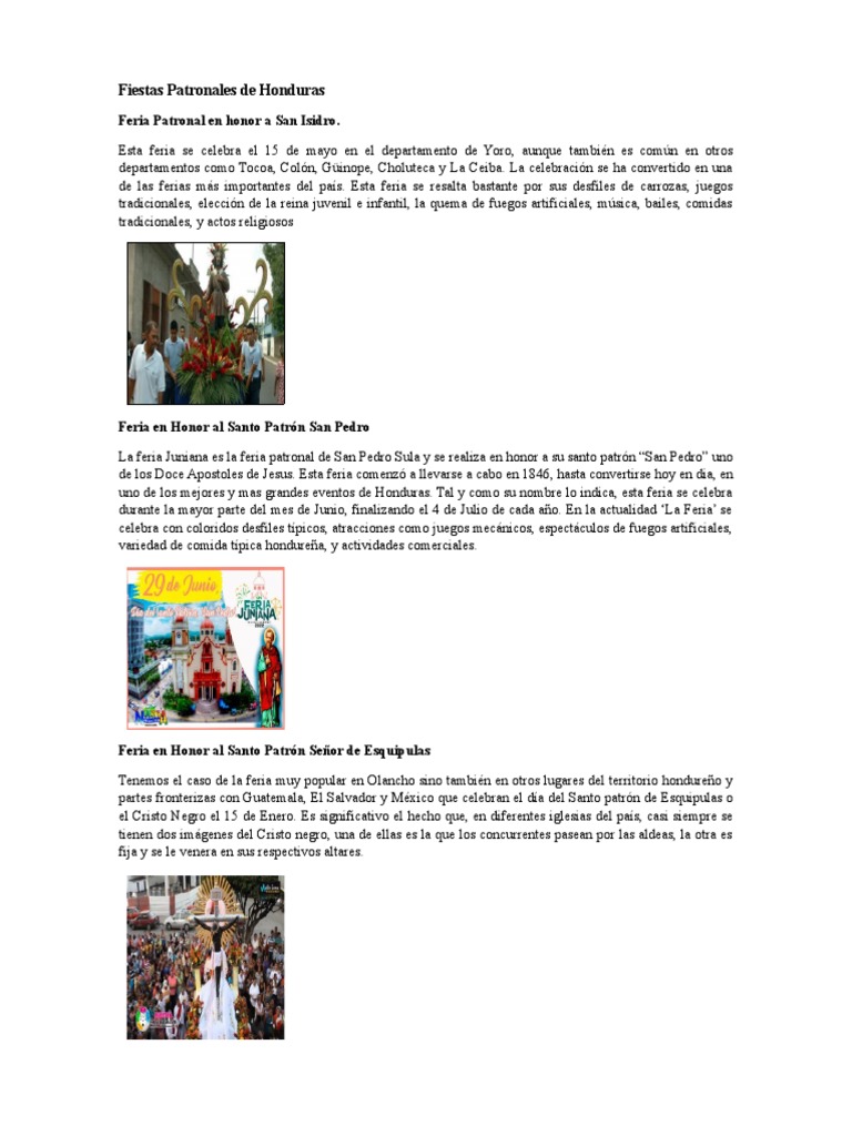 Fiestas Patronales De Honduras Pdf Honduras Carnaval