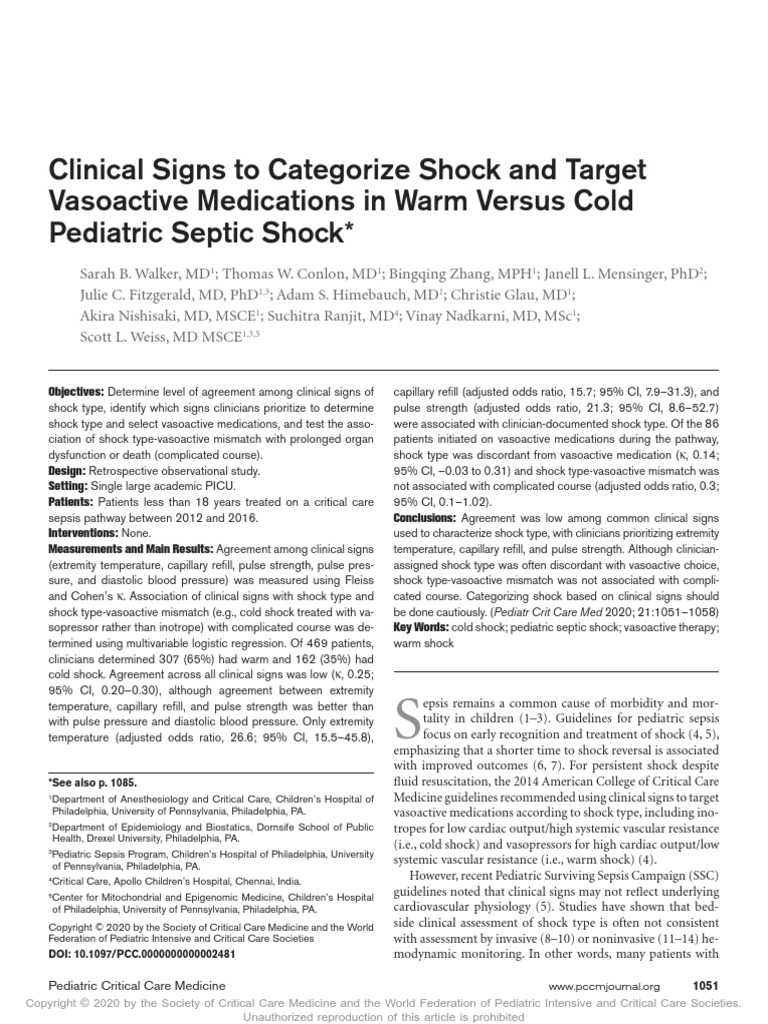 Warm Vs Cold Shock Download Free PDF Shock (Circulatory) Blood Pressure