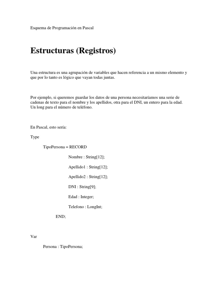 Esquema de Programación en Pascal | PDF | Cadena (informática ...