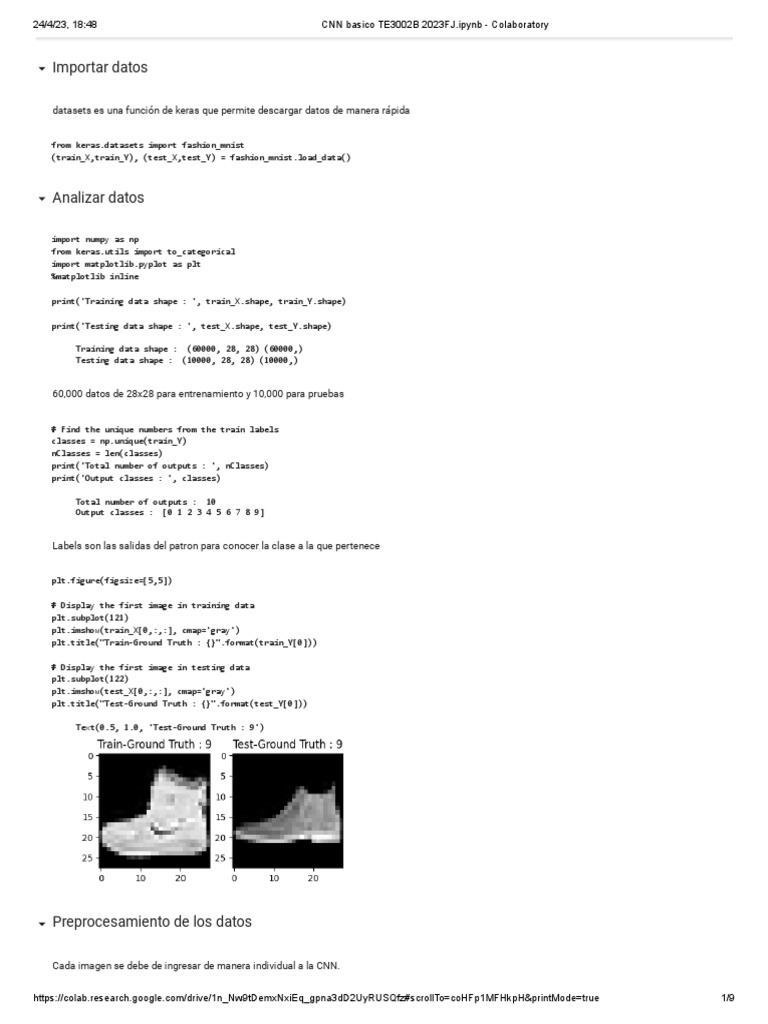 Implementación de CNN con Fashion MNIST | PDF | Ciencias de la Computación