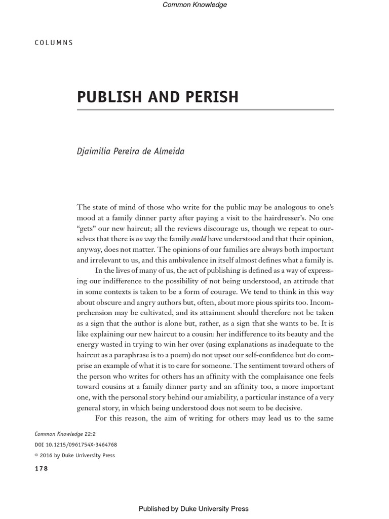 Publish and Perish: Writing's Paradox | PDF | Philosophy | Self-Improvement