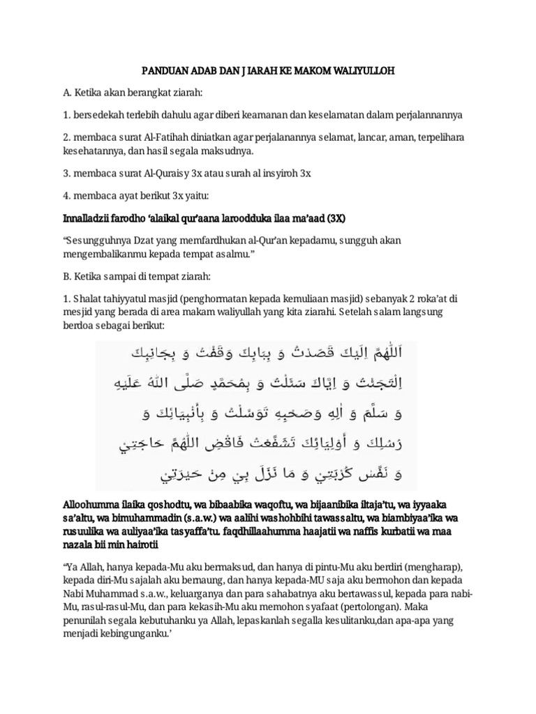 Tawasul Dan Adab Jiarah Waliyulloh (Arab Latin) | PDF