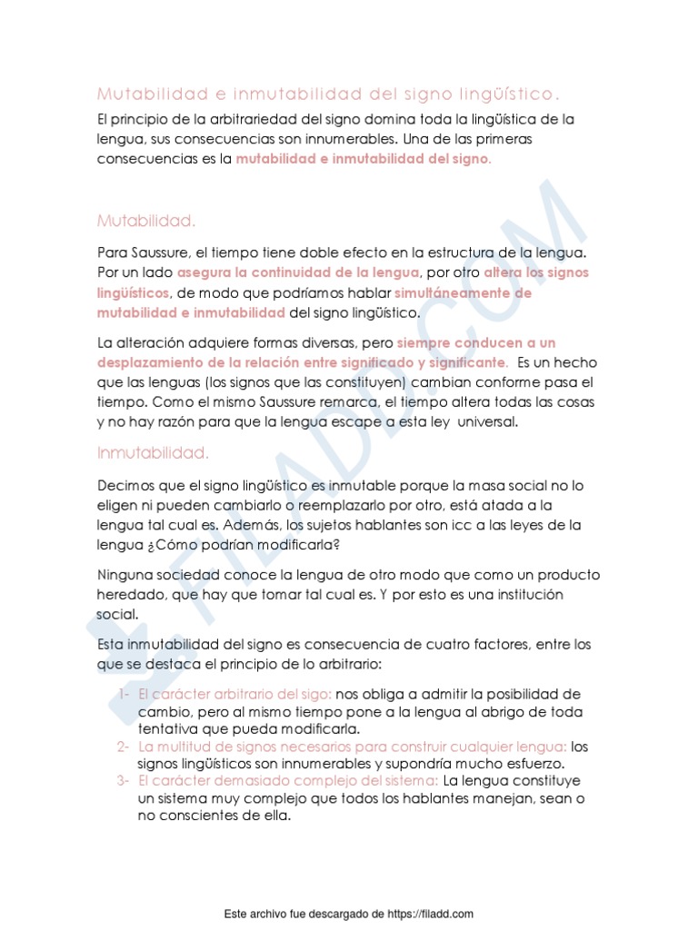 C-Mutabilidad e Inmutabilidad Del Signo Lingistico | PDF | Lingüística ...