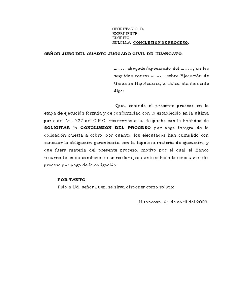 Conclusion de Proceso EGH | PDF