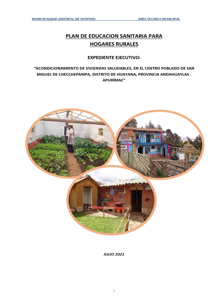 Plan de Educación Sanitaria Huayana | PDF | Saneamiento | Agua