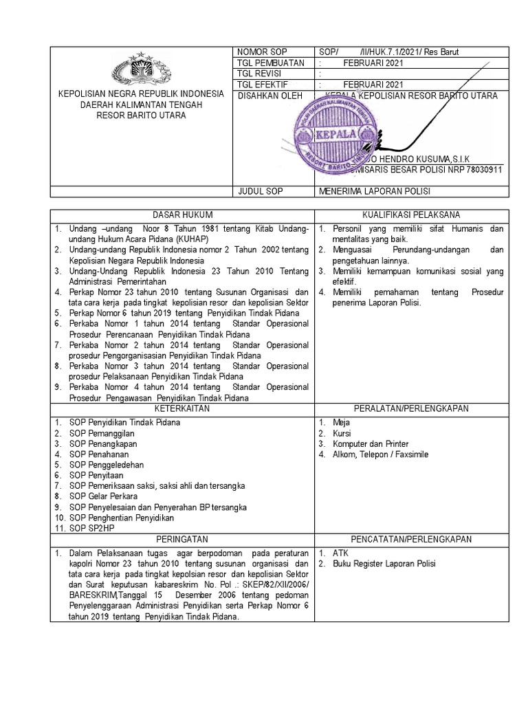 Sop Laporan Polisi | PDF | Ilmu Sosial