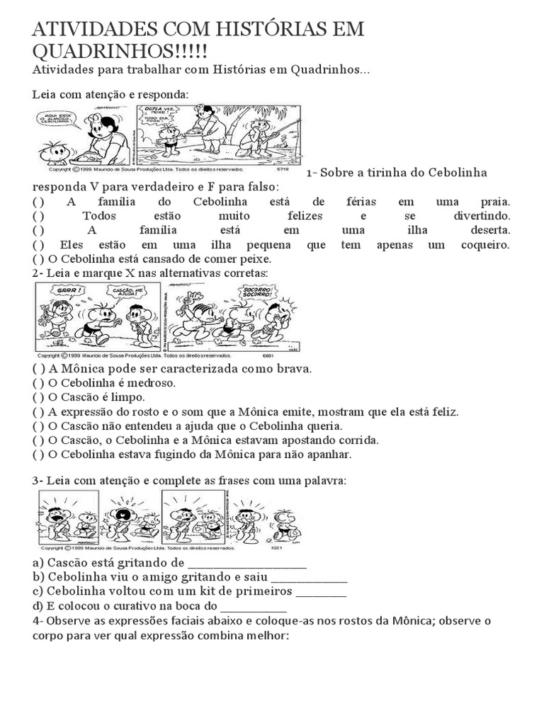 Atividades Com Histórias em Quadrinhos | PDF