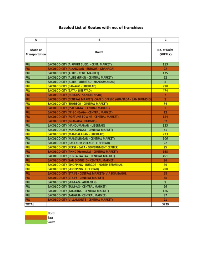 Bacolod City Jeepney Routes Overview | PDF