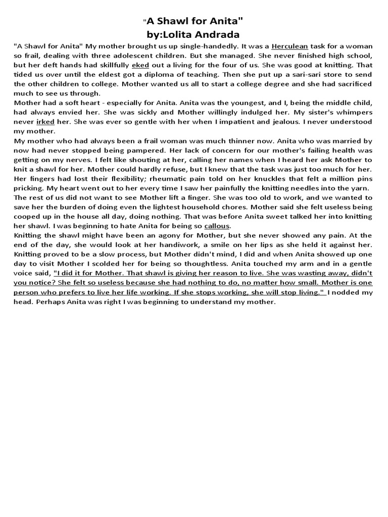 A Shawl For Anita PDF