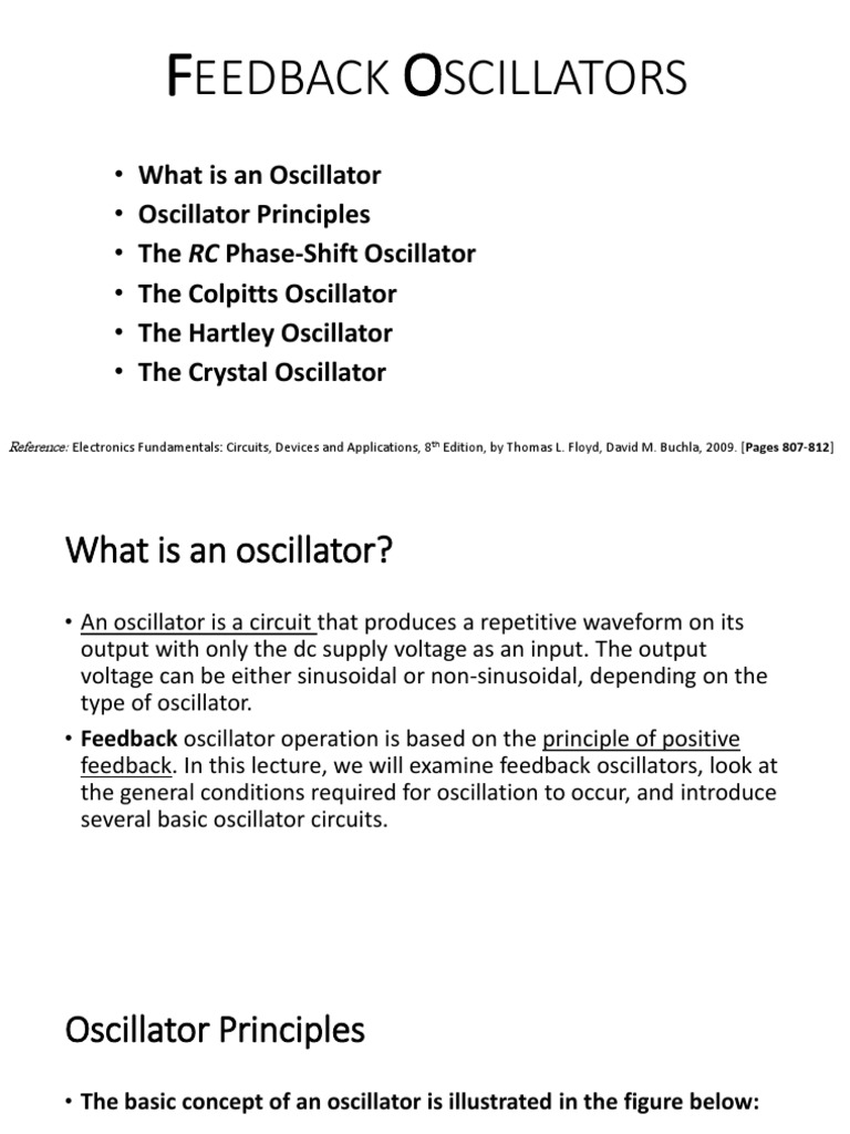 Feedback Oscillators PDF Electronic Oscillator Amplifier