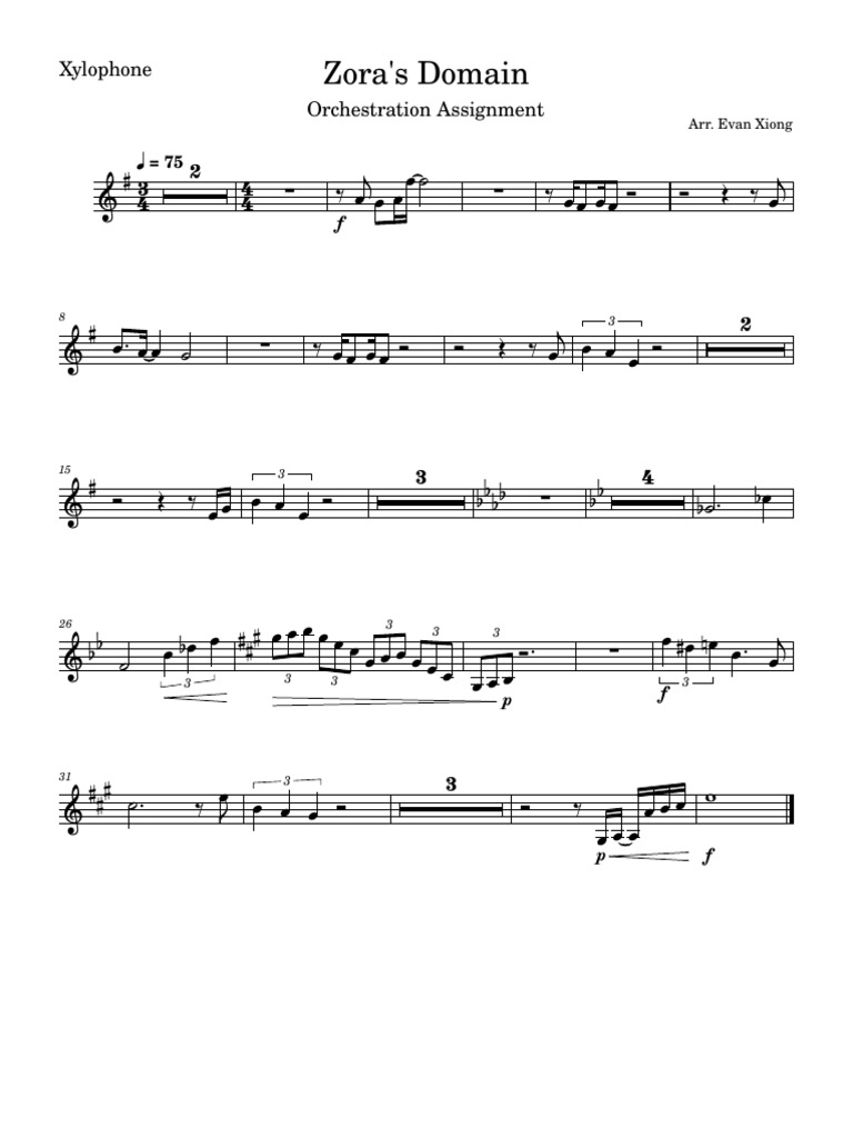 Zora's Domain PartsXylophone PDF