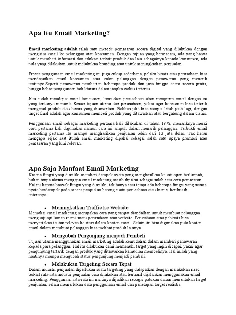 Fungsi dan Manfaat Email Marketing | PDF | Karier & Perkembangan | Bisnis