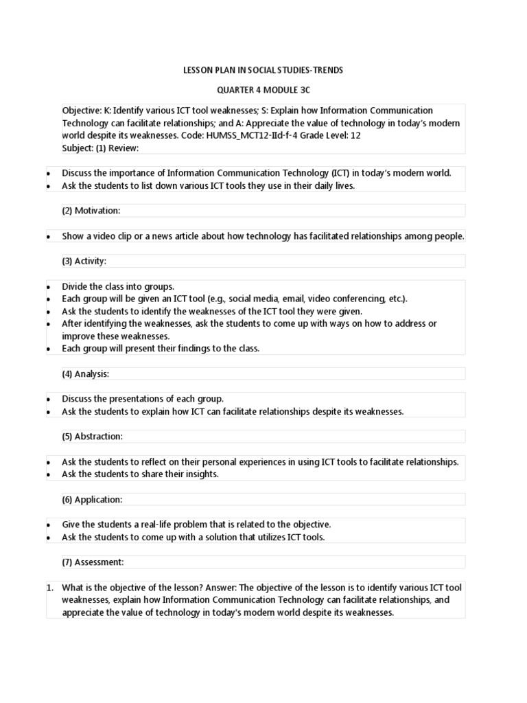 Lesson Plan in Trends Module 3C | PDF | Information And Communications ...