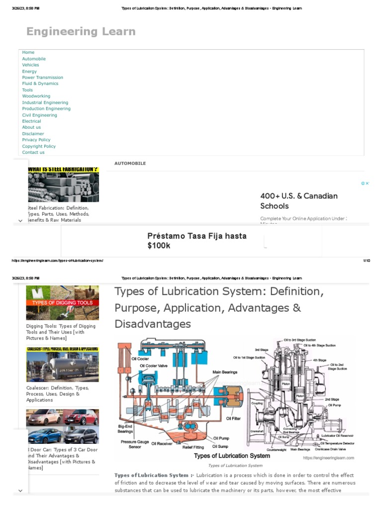 Types of Lubrication System Definition, Purpose, Application