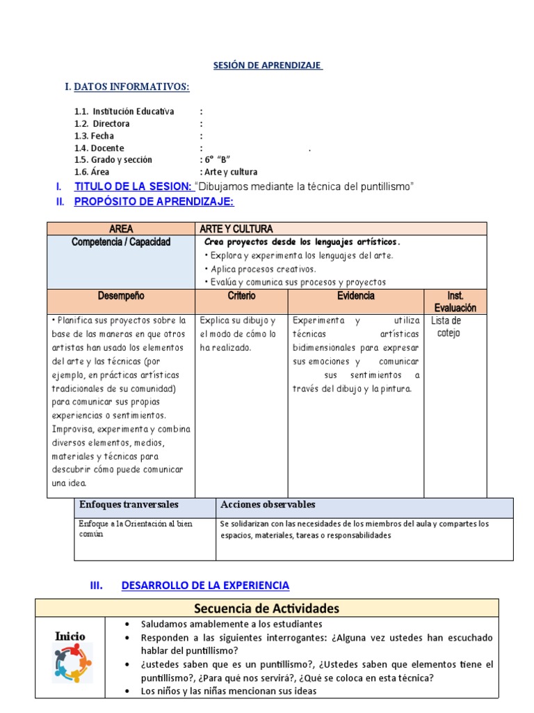 Sesion de Aprendizaje Arte y Cultura 18 Abril | PDF | Dibujo | Aprendizaje