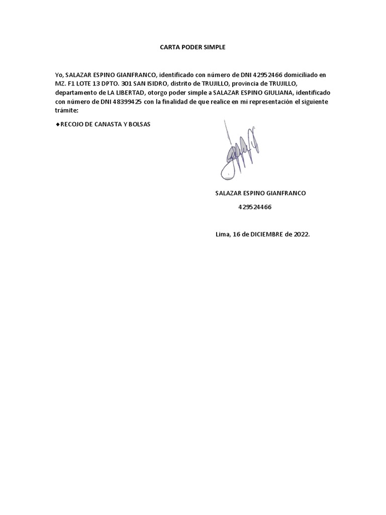 Carta Poder Simple | PDF
