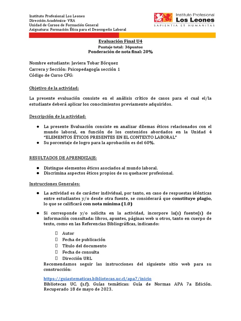 FE - Evaluación Final U4 - A | PDF