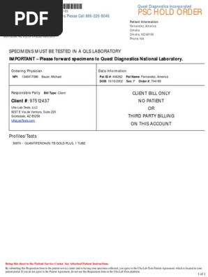Order 704189 - PSC Requisition - Ulta Lab Tests