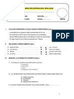 BIOLOGIA Examen de Recupercion 2 Do SEC