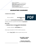 Quarantine Cert