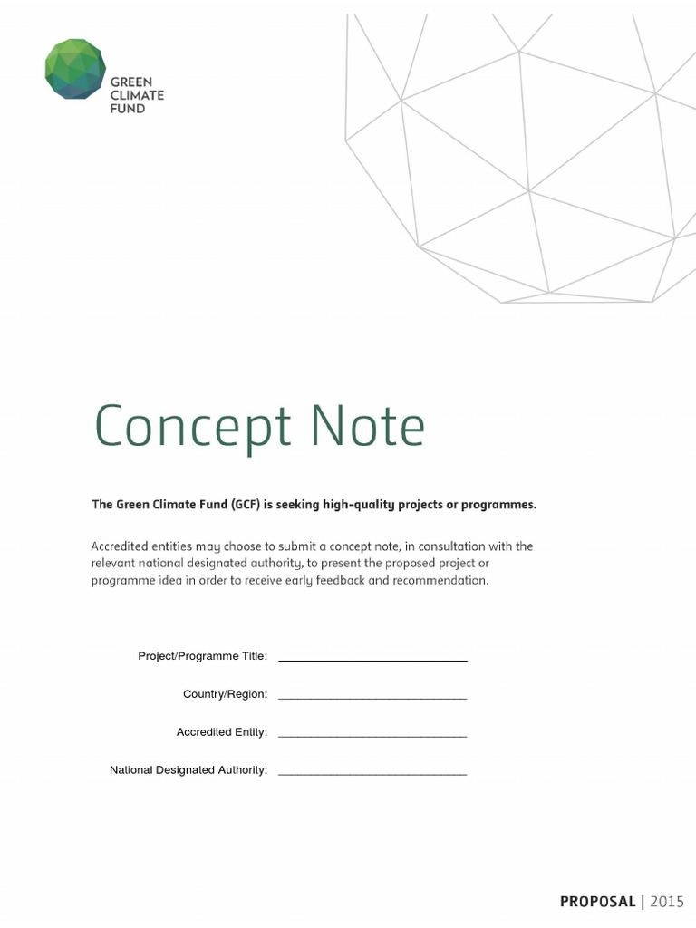 GCF Concept Note Template | PDF | Climate Change Mitigation ...