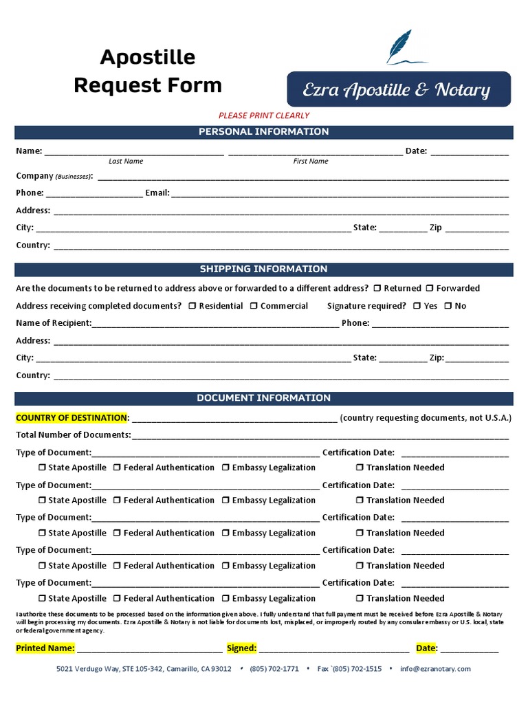 Apostille request form pdf