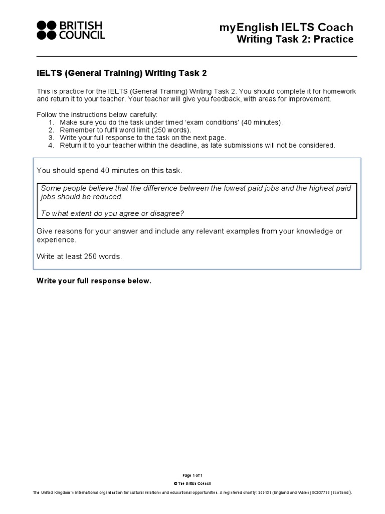 Myenglish IELTS Coach GT Writing Homework Task 2 | PDF