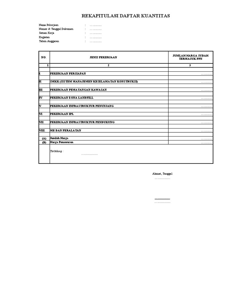 Rekapitulasi Harga | PDF
