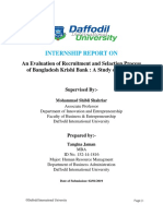 Internship Report On: An Evaluation of Recruitment and Selaction Process of Bangladesh Krishi Bank: A Study On Branch