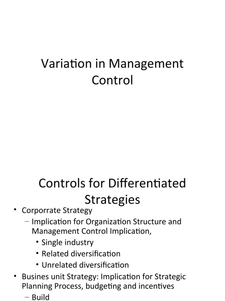 13 Variations in Management Control | PDF
