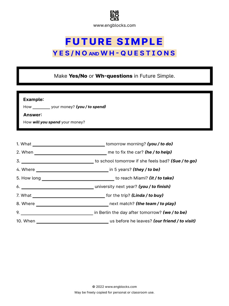 Future Simple WH Questions Guide | PDF | Language Arts & Discipline