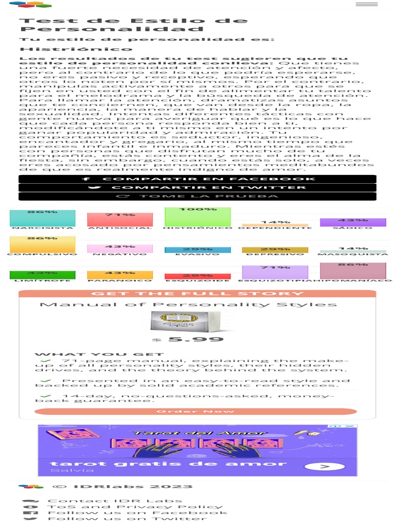 Test De Estilo De Personalidad Pdf