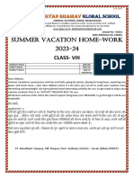 Summer Vacation Home-Work 2023-24: Class-Viii