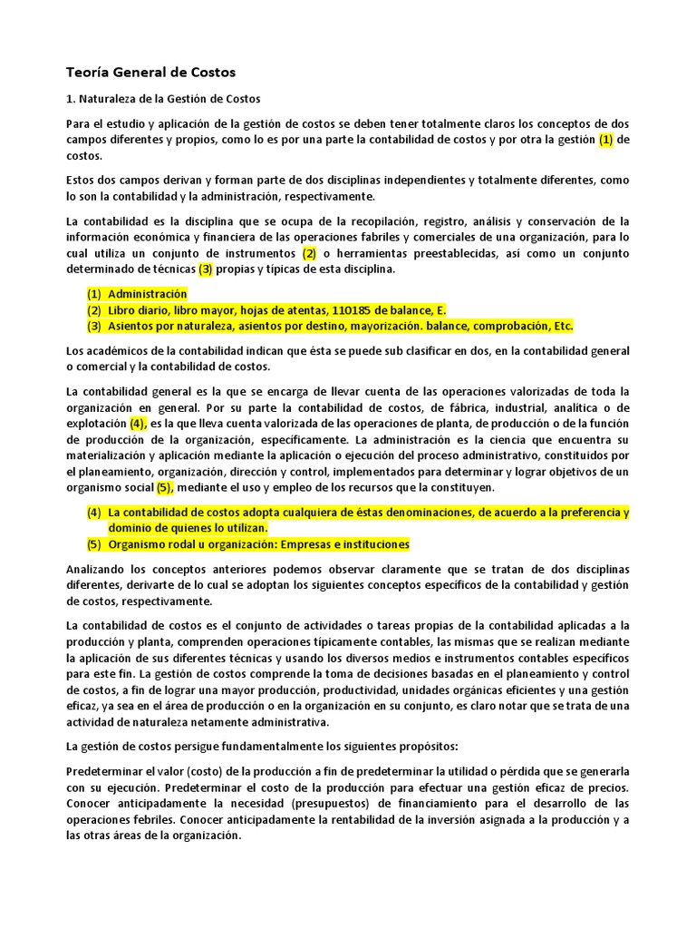 Gestión y Ciclo de Costos Empresariales | PDF | Costo | Contabilidad
