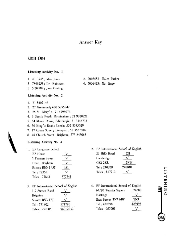 Listening ST Answer Key | PDF