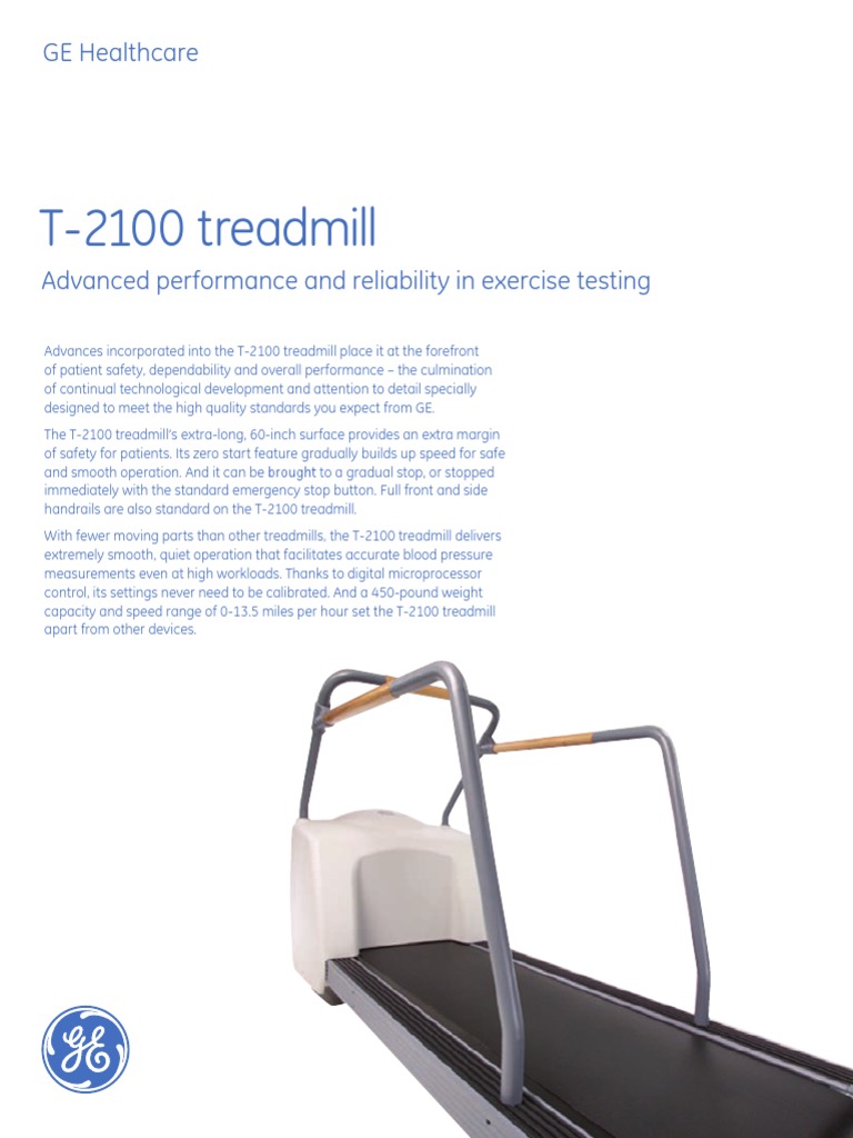 GE T-2100 Treadmill Specifications | PDF | Treadmill | Patient Safety