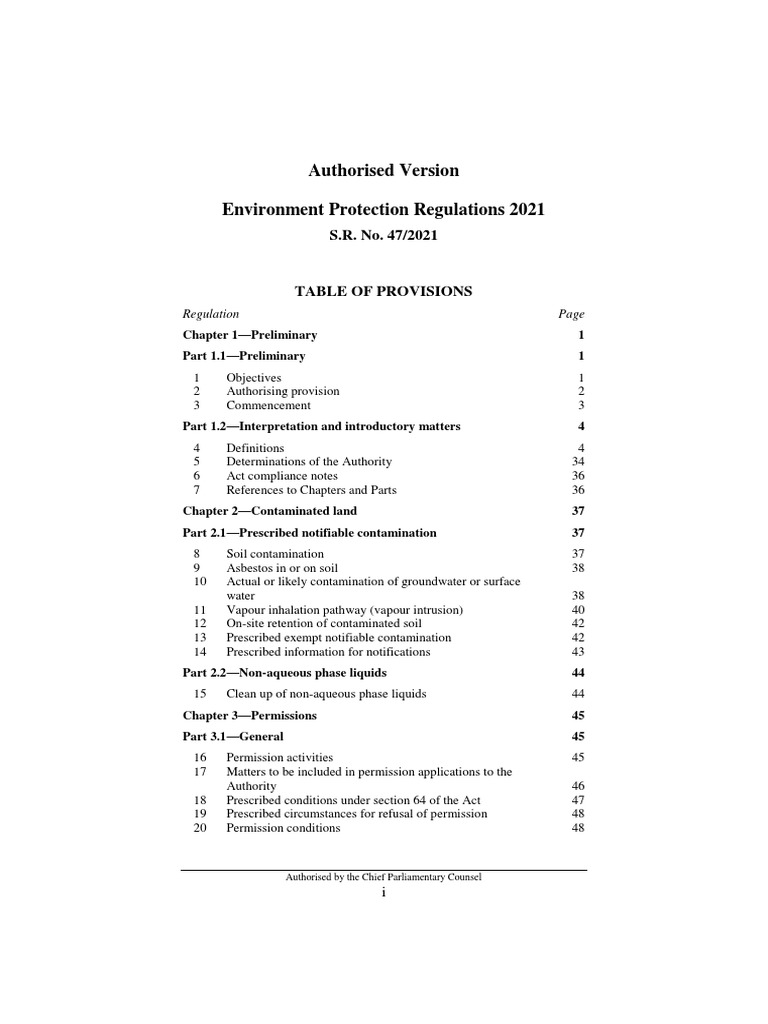 Environment Protection Regulations 2021 Final PDF Exhaust Gas Engines