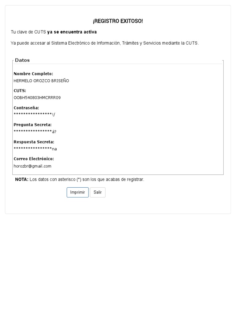 CUTS Clave Única de Tramites y Servicios PDF