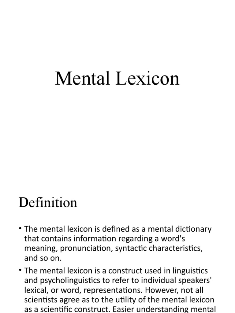 Mental LexiconWPS Office PDF Cognitive Science Linguistics