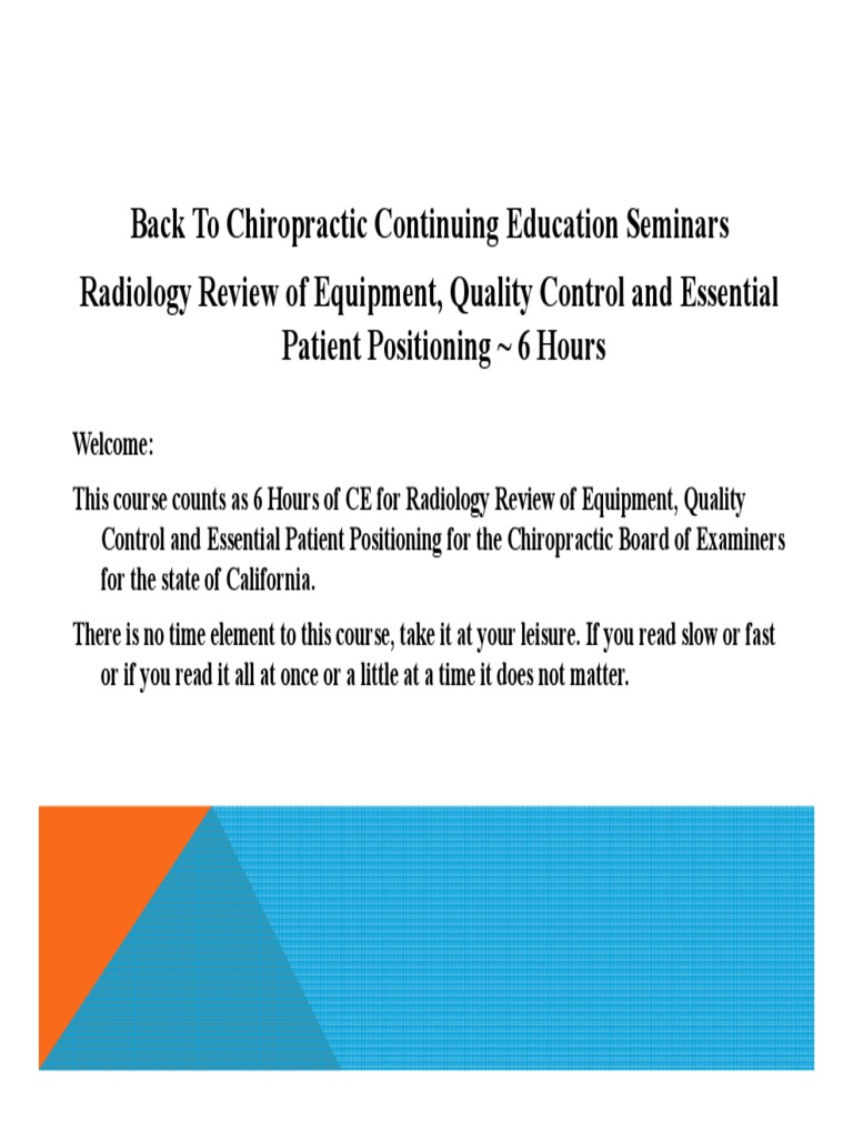 XRay Quality Control & Positioning Notes PDF