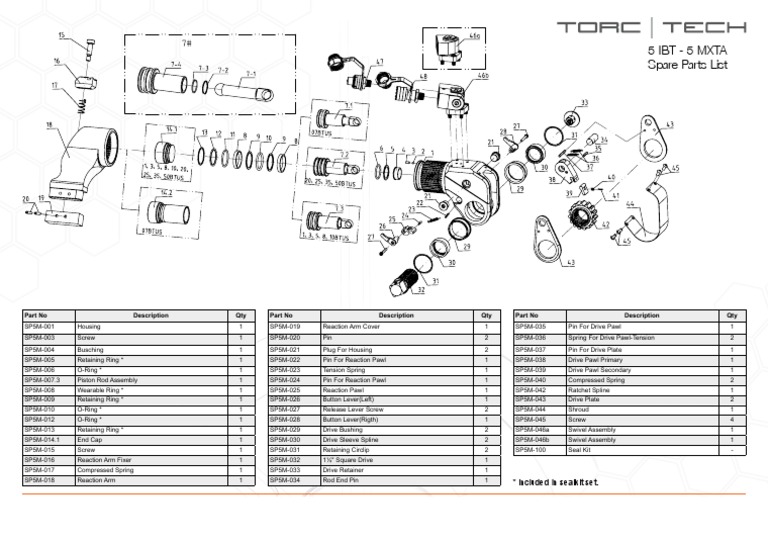 Torc Tech 5IBT 5MXTA Spare Parts List | PDF | Manufactured Goods | Machines