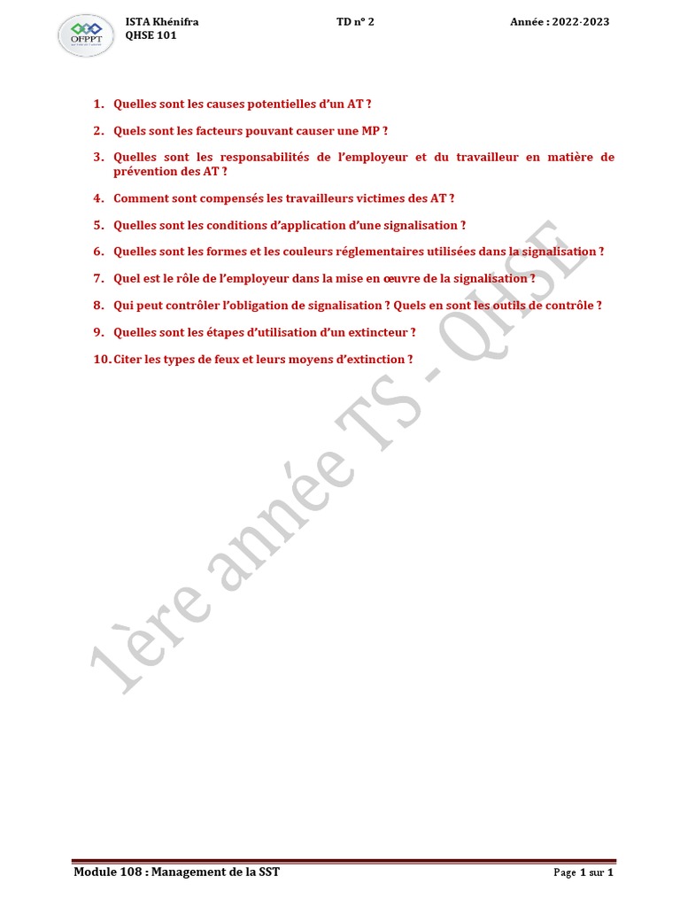 TD N° 2 MSST - Enoncé | PDF