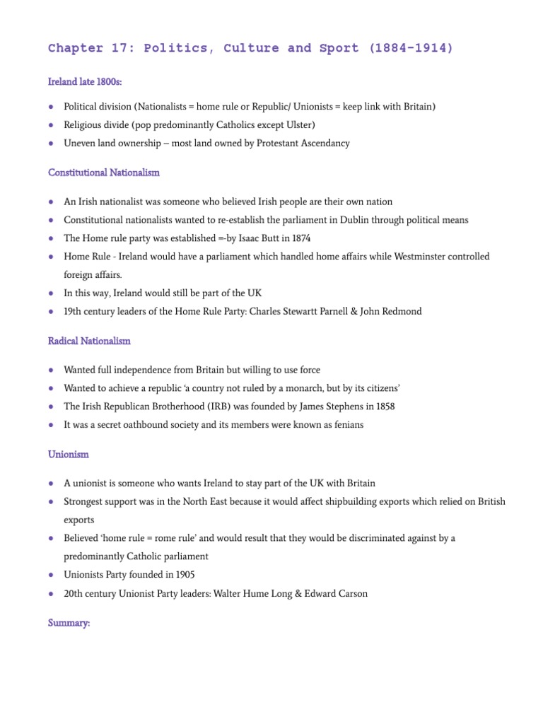 Junior Cert History Notes PDF Extermination Camp Irish Nationalism