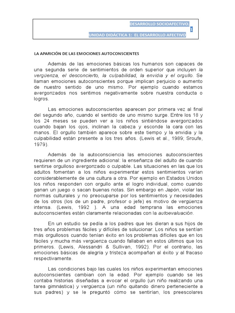 Las Emociones Autoconscientes PDF Las emociones Vergüenza