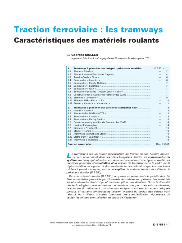 Matériel roulant tramway | PDF
