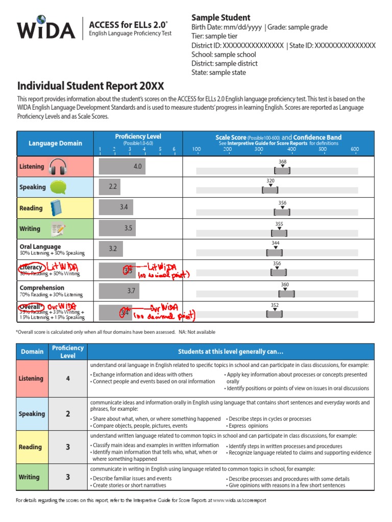 ACCESS Sample Individual Score Report English | PDF | Information | Idea