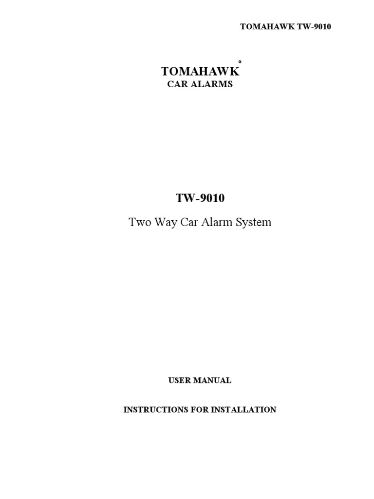Tomahawk Car Alarm TW - 9010 English Manual | PDF | Relay | Fuse.