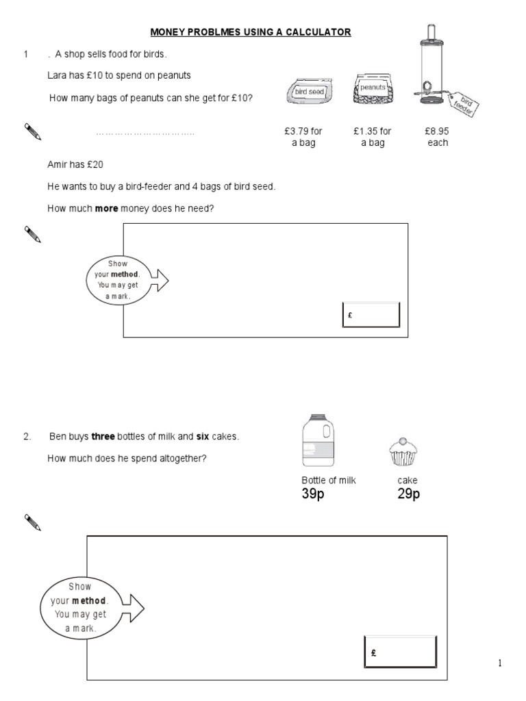 Calculator Questions Money | PDF
