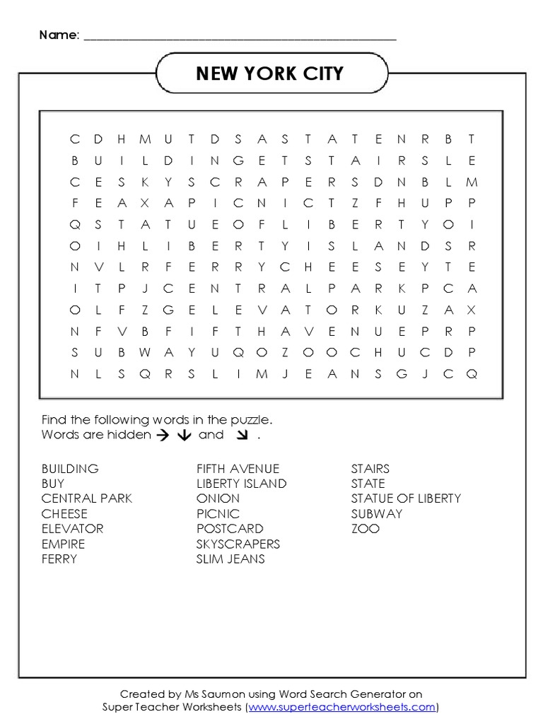 New York City Word Puzzle | PDF